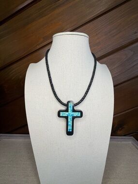 Jay King DTR black onyx turquoise cross